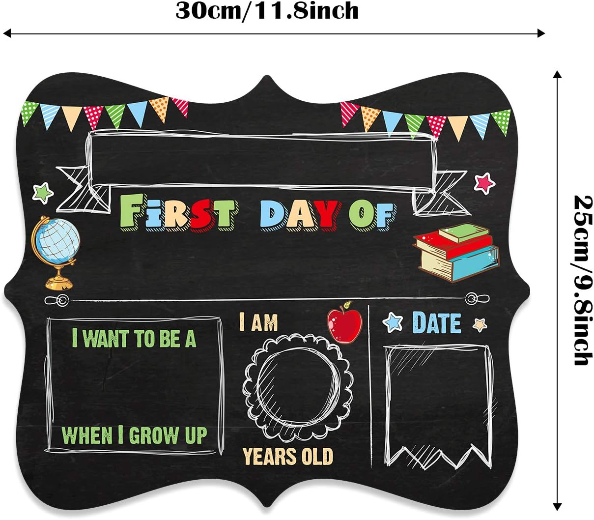 Sumind 2 Pcs First & Last Day of School Chalkboard Double Sided Back to School Sign 1st Day of Preschool Board Personalized Erasable Reusable for Kids Girls Boys Kindergarten Photo Prop 11.8" x 9.8" - Image 3
