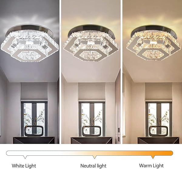 CXGLEAMING MODERN CHANDELIER CRYSTAL FLUSH MOUNT CEILING LIGHT LED PENDANT LAMP DIMMABLE CHANDELIER FOR DINING ROOM LIVING ROOM BEDROOM KITCHEN HALLWAY(REMOTE CONTROL)