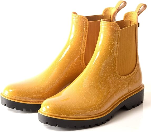 Amazon イゴール サイドゴア レインブーツ レディース グリッター ラメ 長靴 レインシューズ おしゃれ ローヒール 雨 靴 スペイン製 Igor イゴール レインシューズ