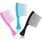Romooa 3 Pieces Large Wide Tooth Comb Jumbo Rake Comb for Curls Wet Big Detangler Shower Thickened Salon 4c Hair Pick for Women and Men Hair Styling, Long, Straight, Wig, Dry, Mixed Colors