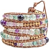 globi Natural Stone Wrap Bracelet For Women/Men | Adjustable Multilayer Genuine Leather Boho Handmade Beaded Bracelet