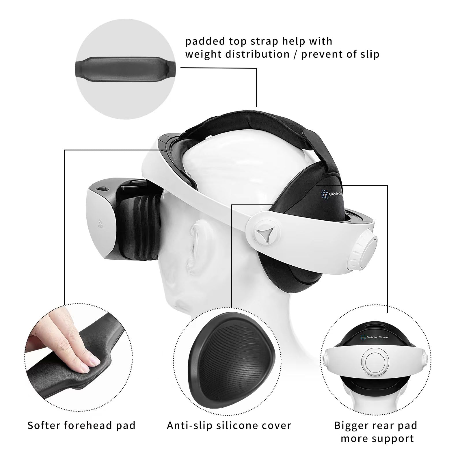 CMP2 Comfortable Mod for PS VR 2 - Sweet Spot Keeper- Weight Balancer-Soft Forehead Pad-Bigger Softer Anti-Slip Rear Pad