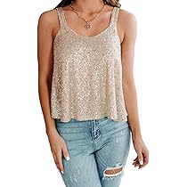 Febriajuce Women's Sequin Tank top Sleeveless Camisole Vest