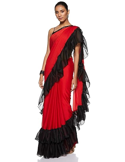 Womanista crepe with blouse piece Saree