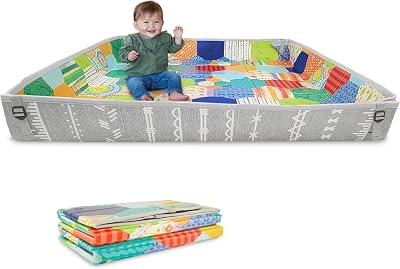 Infantino Foldable Soft Foam Play Mat Baby Tummy Time Floor Mat Multi-Coloured