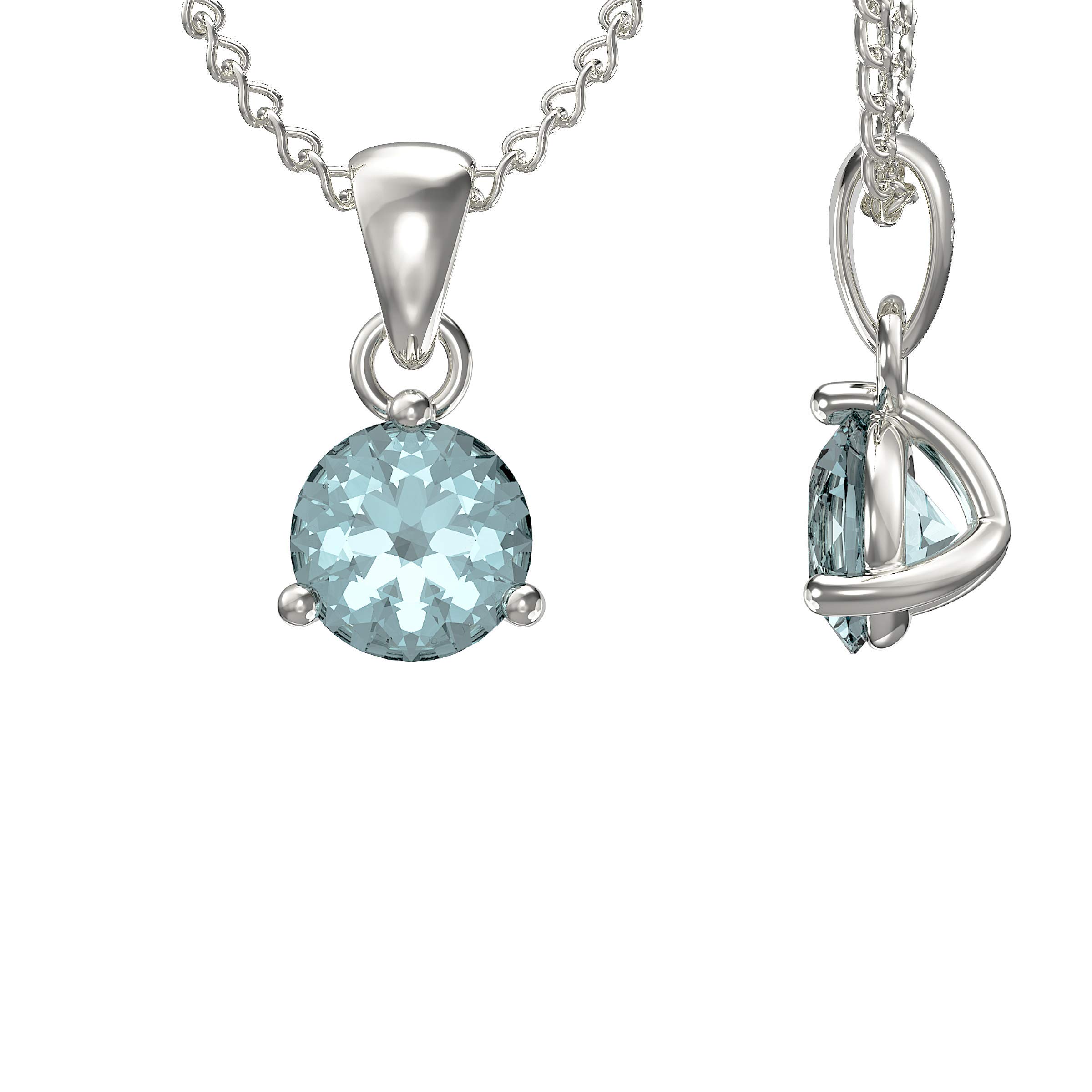 Aeon Birthstone Necklace - March Blue Aquamarine | 925 Sterling Silver & Cubic Zirconia | Polishing Cloth Included | Jewellery Gifts
