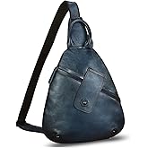 Genuine Leather Sling Bag for Men and Women Classical Real Leather Sling Backpack Purse Crossbody Bag for iPad Pro 11 inch