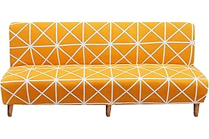 NILUOH Futon Slipcovers Stretch Armless Sofa Slipcover Furniture Protector for Foldable Futon Armless Sofa Cover Folding Couch Shield with Elastic Bottom, Large