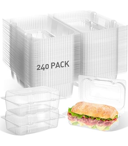 200 PCS 5x5 Inch Plastic Clamshell Take Out Tray,Disposable - View #12