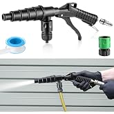 Gulfmew Coolant System Flush Gun, Lever-Action Heater Core Flush Kit | Radiator / Coolant Flush Tool, Air &amp; Water Combo Flushing Set with Nozzles for 19-40mm Hoses, For Automotive Coolant Flush