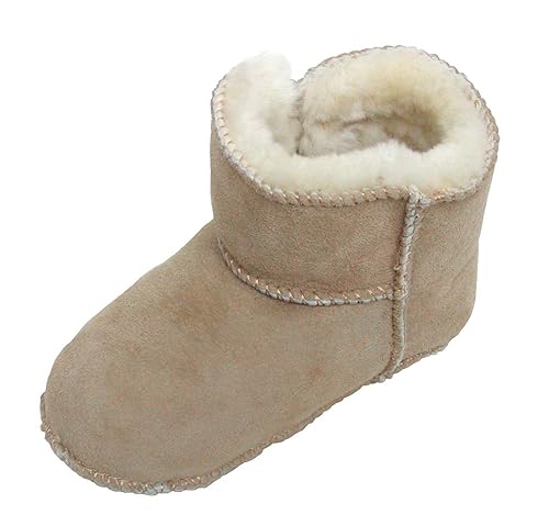 HEITMANN warme Baby Lammfell Boots mit Klettverschluss Sand, Gerbung ohne schädliche Stoffe, Gr. 16-17