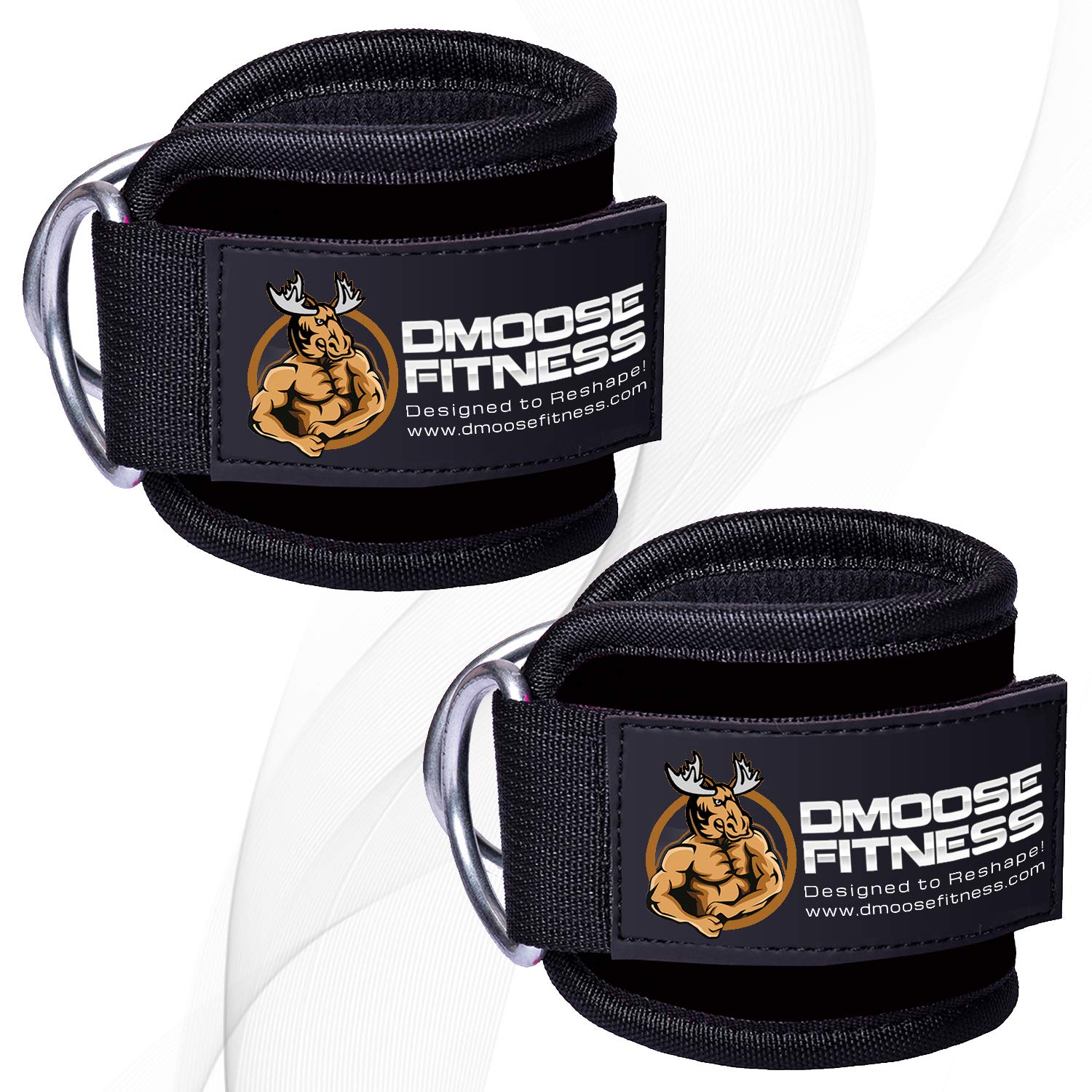 DMoose Fitness Ankle Straps for Cable Machines Padded Gym Cuffs for