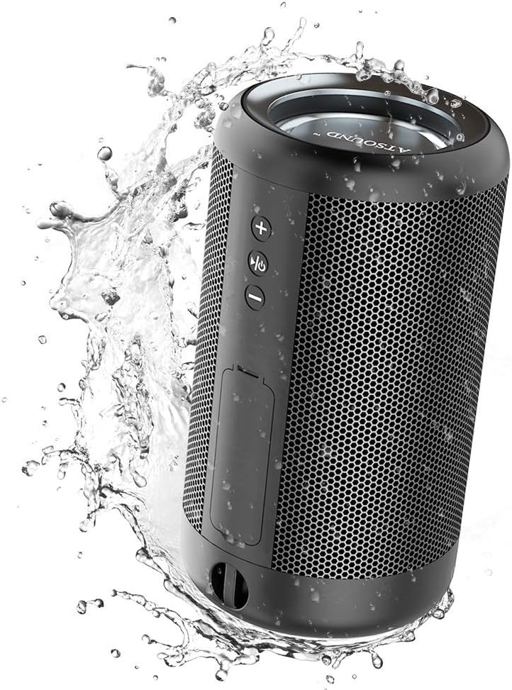 ATSOUND Portable Bluetooth Speaker IP65 Waterproof Powerbank TWS HIFI Black