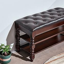 LEILISI Shoe Bench, Shoe Storage Bench with Cushion