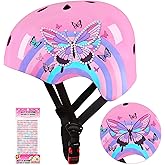 Kids Bike Helmet Adjustable Youth Toddler Helmet with DIY Stickers for Girls Age 3-5-8-14 Years for Bicycle Scooter Skateboard Roller Skating
