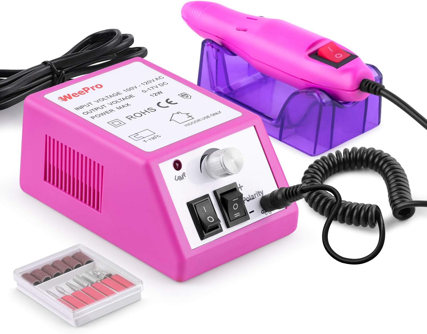 Nail Drill Machine Kit, WeePro Professional Electric Nail File Drill Remove & Polish Acrylic Nail & Gel Nail - Manicure Pedicure Polishing Shape Tool Set for Home Salon - Nail Art polisher Set for DIY