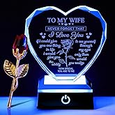 ZHSHWAT Christmas Day Birthday Gifts for Wife, Husband Crystal Multi Colour Night Light Gift for Wife, Romantic Crystal Rose Decor for Wife Anniversary Birthday Gifts Ideas