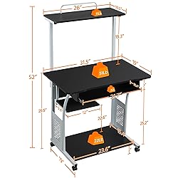 Topeakmart 3 Tier Computer Desk with Printer Shelf