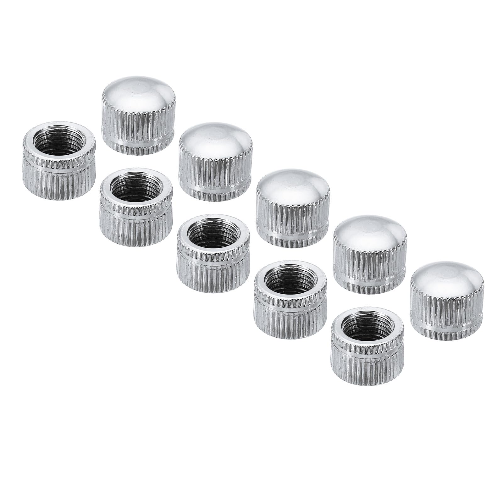 PATIKIL M10x11x14 Cap Nut, 30 Pcs Fine Thread Acorn Nut Screw Knob Cap Insert Bolt Cover Female Thread Knurled Decorative Hardware Fittings Light Fixtures, Silver Tone