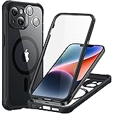 ESR for iPhone 14 Case, Compatible with MagSafe, Full-Body Military-Grade Drop Proof Case with Built-in 9H+ Tempered Glass Screen Protector, Armor Series, Clear Black