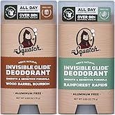 Dr. Squatch Invisible Glide Natural Men’s Deodorant – Smooth Glide, No Stains – Aluminum Free Deodorant Men – Safe for Sensitive Skin – Wood Barrel Bourbon + Rainforest Rapids, 2.65oz (2-Pack)