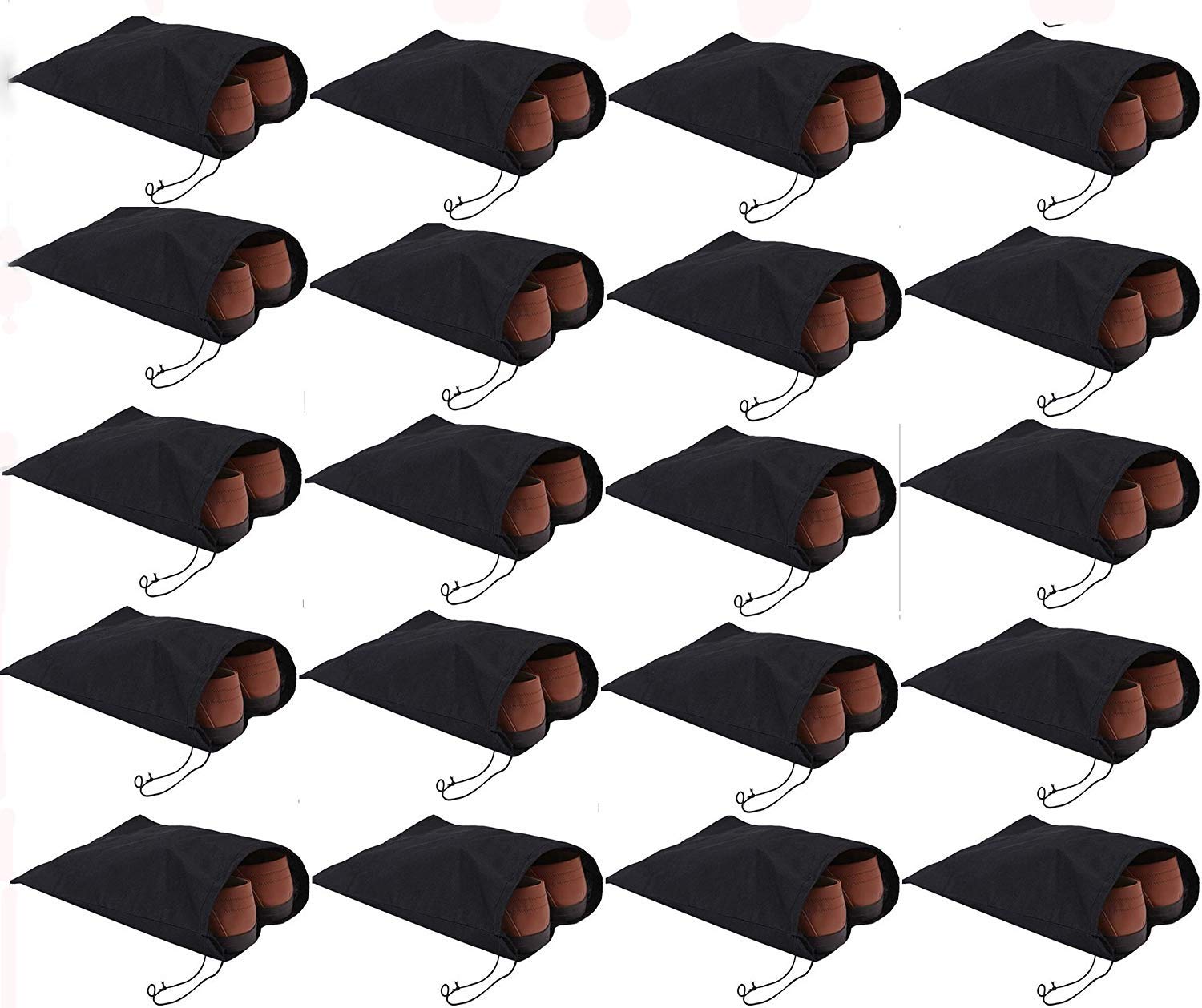 Voarge Pack of 20 Shoe Bags with Drawstring, Shoes Boots Dustproof Organiser Storage Bag Suitcase for Travel Camping Protect Shoes