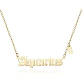 QXTX Zodiac Necklace,Zodiac Sign Pendant Necklace for Women,18K Gold Plated