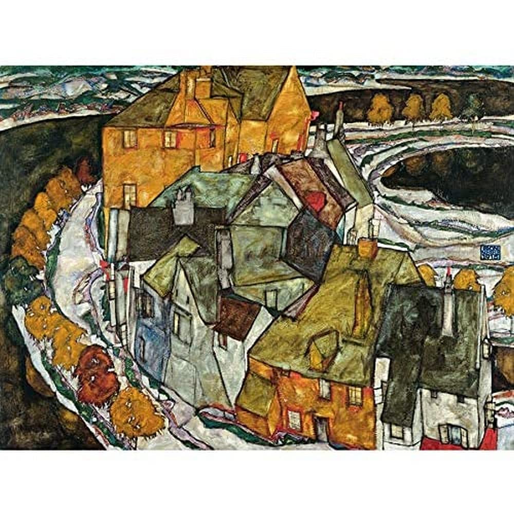 Egon Schiele Crescent Of Houses II Island Town Art Print Canvas Premium Wall Decor Poster Mural