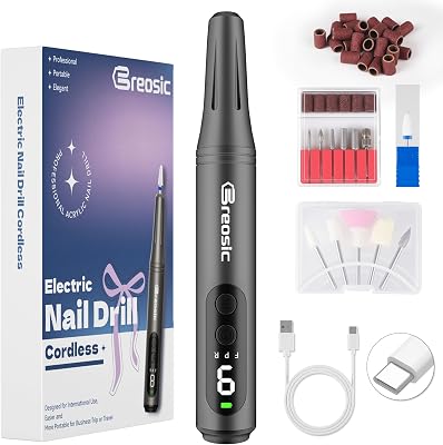 Furadeira de Unhas Profissional Lima de Unhas Elétrica 12 em 1, Cinzento