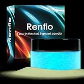 Renfio Glow in The Dark Pigment Powder, 3.5oz/ 100g Luminous Powder Resin Color Pigment Dyes Fluorescent Paint for Acrylic Paint Epoxy Resin Nail Art Slime Party DIY Crafts - White to Sky Blue