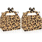 umoni Leopard Print Party Supplies Decorations 12Pcs Cheetah Print Bow Favor Treat Box Leopard Themed Bow Gift Goodie Boxes for Girls Women Jungle Animal theme Bachelorette Decor