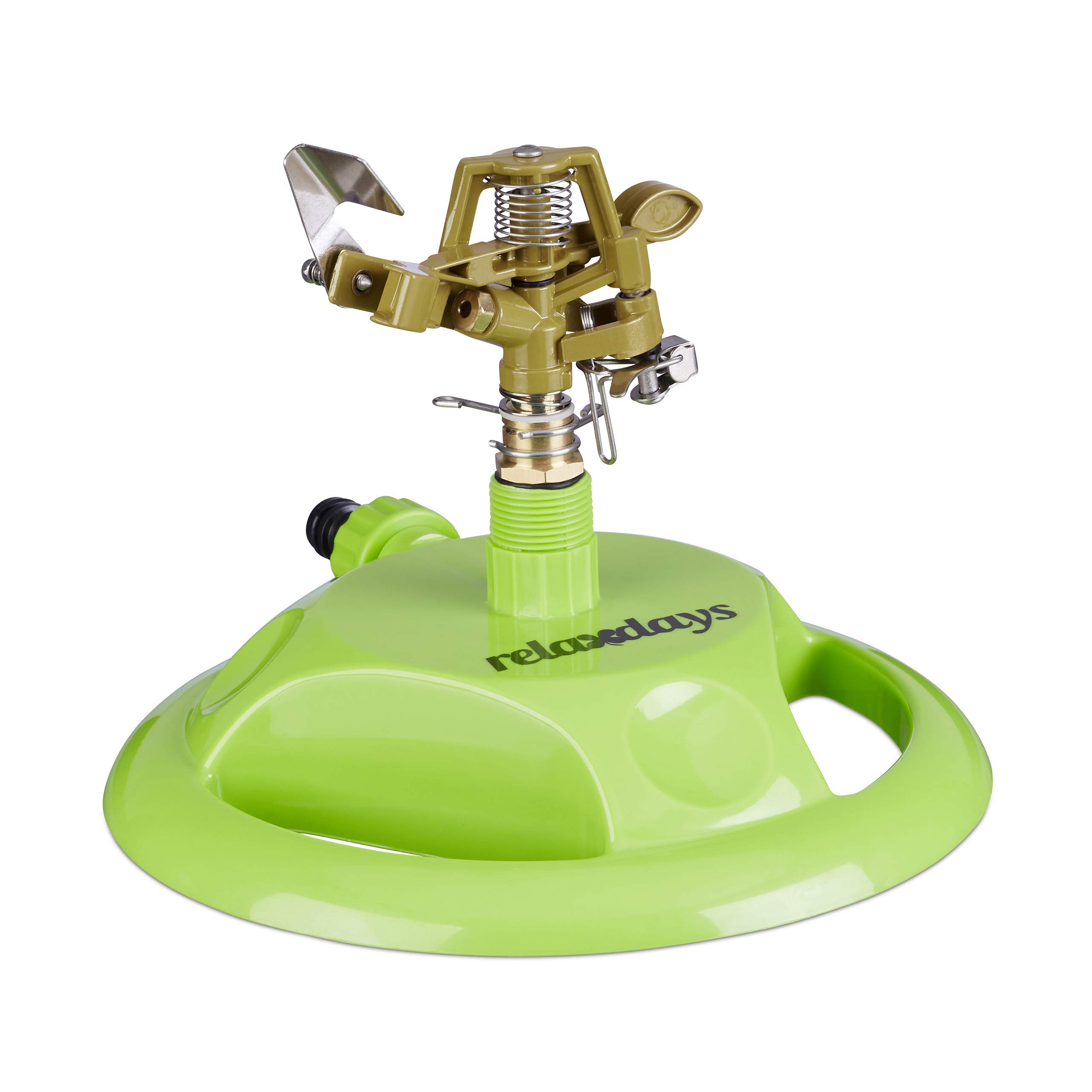 Relaxdays Impact Circle Sprinkler, Watering of Large Areas up to 450 m², 12 m Reach, 360°, Irrigation, Green