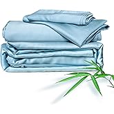 ClevaHome Sheets Twin Bed Sheet Set, 100% Rayon derived from Bamboo, Luxuriously Soft, Cooling, Double Stitching, 16" Deep Pockets (Twin, Light Blue)