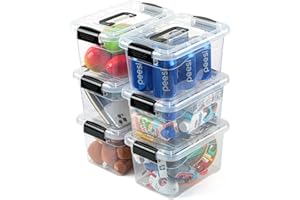 EOENVIVS Plastic Storage Bins with Lids 6 Packs, 7 Quart Storage Organizer Bins with Buckle-Up Latches and Handle, Stackable Storage Containers for Home Pantry Office Classroom Organization, Clear