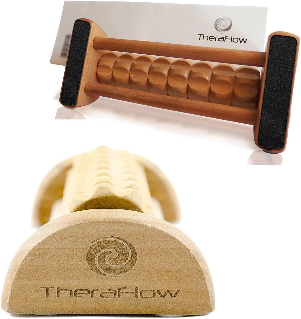 TheraFlow Foot Massager Roller - Relieve Foot Arch Pain, Plantar Fasciitis, Muscle Aches, Soreness. Stimulates Myofascial Release for Relaxation. Soothes Foot Tension/ Tightness.: Health & Personal Care