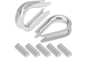 PNXKTXO 50Pcs M6 Wire Rope Thimbles 1/4", Stainless Steel Thimble for Diameter Cable Rigging, Clothesline, Rope Hardware Fittings