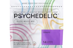 PSYCHEDELIC WATER Easy Alcohol Alternative with Buzz - Calming Kava Drink Mix (14x5.5g) Flavored Kava Powder - Calming Drink Powder Packets - Easy Open Single Serving Drinks - 14 Calm Packets - Grape