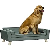 PawHut Dog Sofa Bed with Removable Pillows, Foam Pet Sofa Cat Sofa with Removable Washable Cushion, Water-Resistant Fabric, f