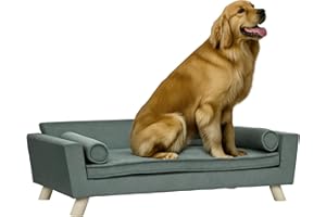 PawHut Dog Sofa Bed with Removable Pillows, Foam Pet Sofa Cat Sofa with Removable Washable Cushion, Water-Resistant Fabric, f