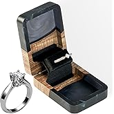 RWA Slim Engagement Ring Box for Proposal – Unique Wedding Ring Holder & Jewelry Display Case – Travel Jewelry Organizer, Ring Bearer Box, Proposal Gift, Wedding Ring Box for Ceremony, FLIP, black