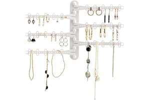 6-Tier 6" Wall Jewelry Organizer, Command Strips included for Easy Hanging, 120 Hole Earring Organizer, Necklace Organizer, B
