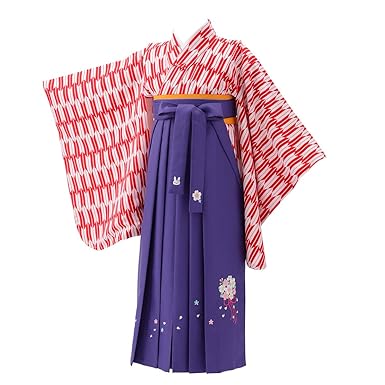Amazon 卒園式 七五三 女の子着物袴セット 赤矢絣 刺繍袴 着付け楽々