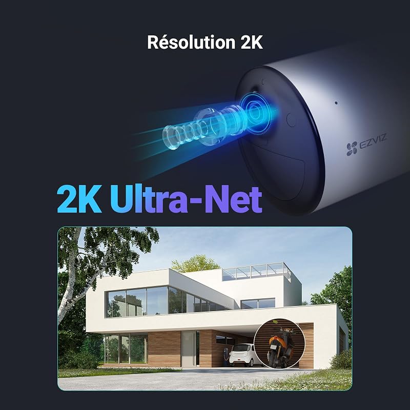 CB3 4G Caméra Surveillance Extérieure sans Fil avec Batteries Rechargeable, 2K AOV, Détection de Forme Humain/Véhicule, Vision Nocturne Couleur, Audio Bidirectionnel, Défense Active, IP66