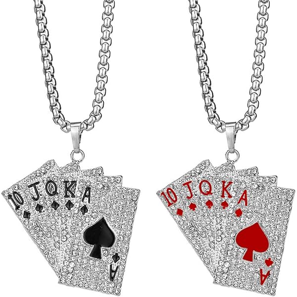 Punk Styles Titanium Steel Playing Card Poker Necklace Pendant Men Boys...