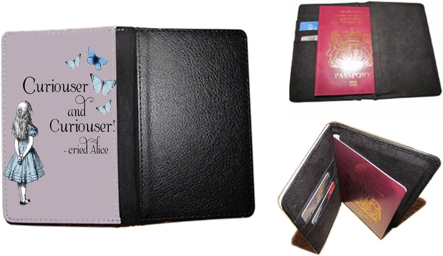 passport cover Curiouser Alice in Wonderland travel case fits UK passport document