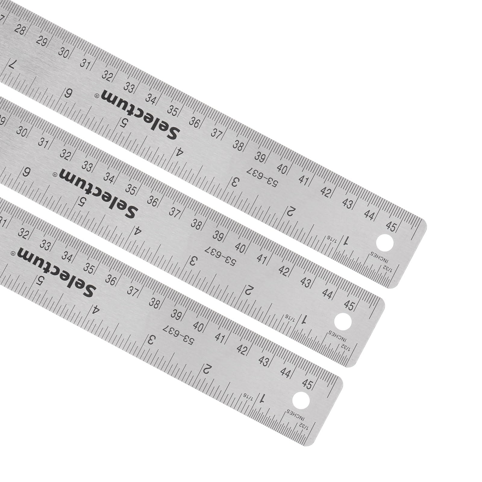 Kozelo 3pcs Stainless Steel Ruler - [45cm/18 Inch] Double-Scale Metal Measuring Tools with Non-Skid Backing for Architectural Design Use