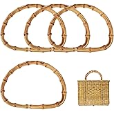 CHGCRAFT 4 Pcs Wooden D-Shaped Bamboo Bag Handle Replacements Handmade Bag Purse Making Handles for Beachbag Handbags Purse Handles Crafting, 4.72×6.3 inch