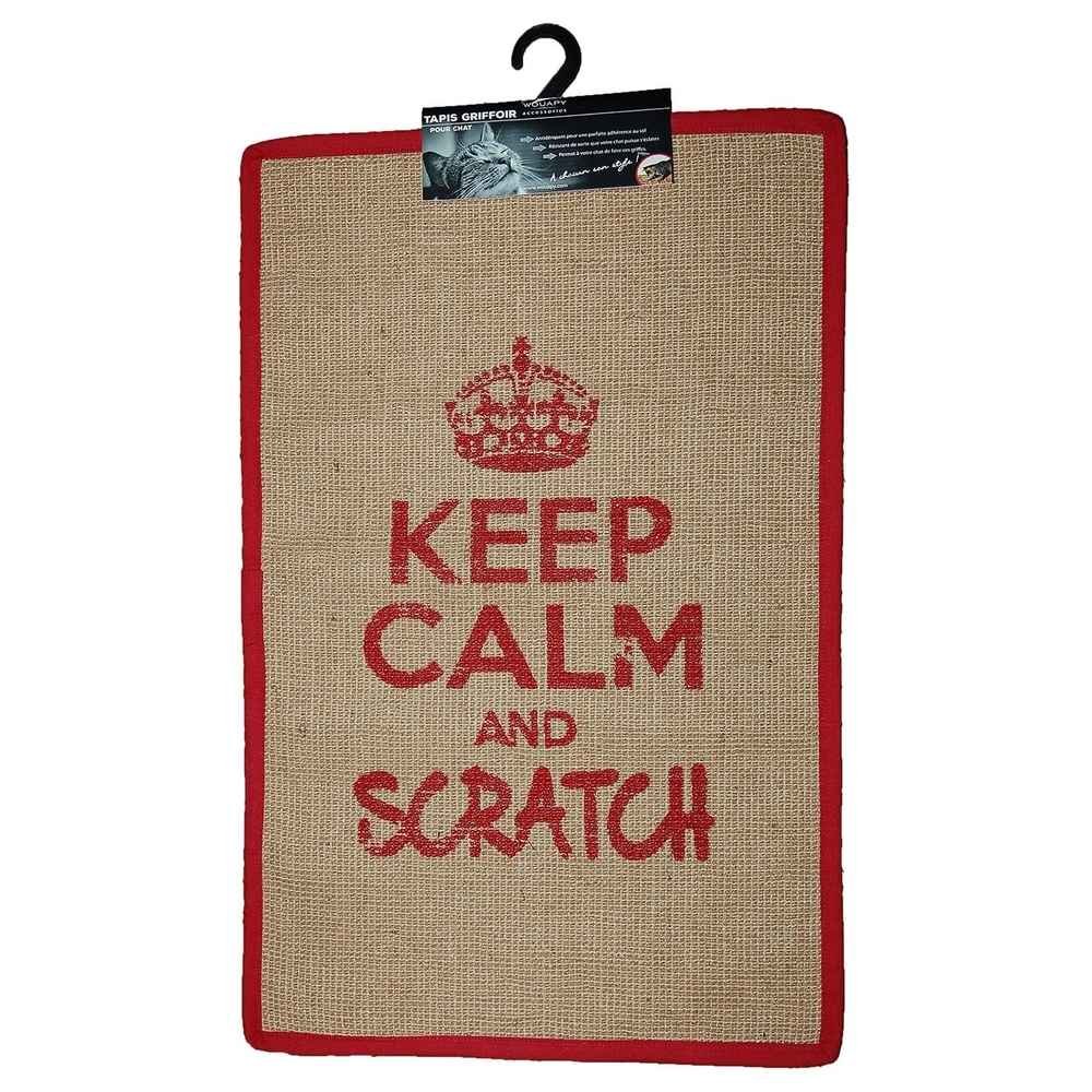 Wouapy Rectangle scratching mats in sisal, design scratcher with red writing,