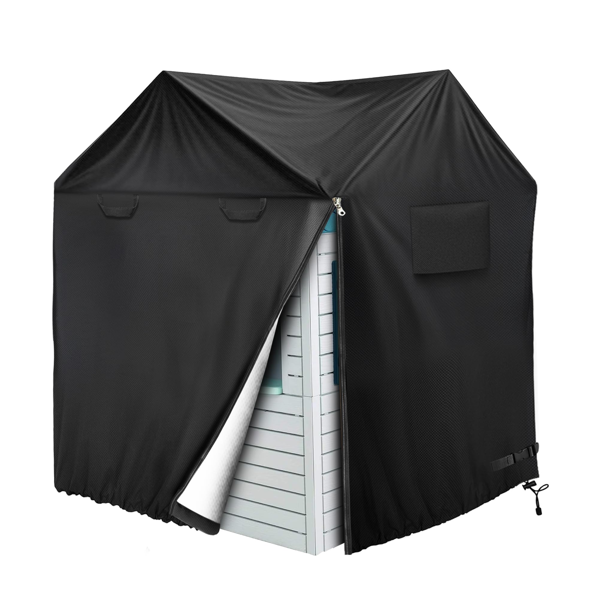 Photo 1 of Iceberg Elf Playhouse Cover, Outdoor Plastic Wooden Playhouse Covers, 72" L X 72" W X 84" H, Waterproof, Easy To Put On With Side Zipper, 640D Heavy Duty Oxford Fabric, (Black)