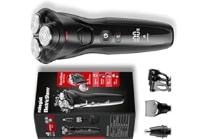 rategist Cordless Electric Razor for Men: 3-in-1 Shaver for Beard/Nose/Sideburns - IPX7 Waterproof Travel Kit - Turbo Speed & Precision Blades
